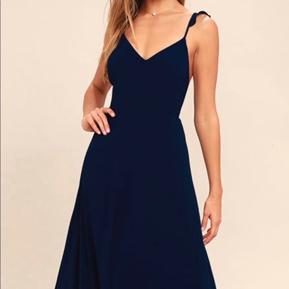 Fall wedding guest - Lulus formal navy blue gown